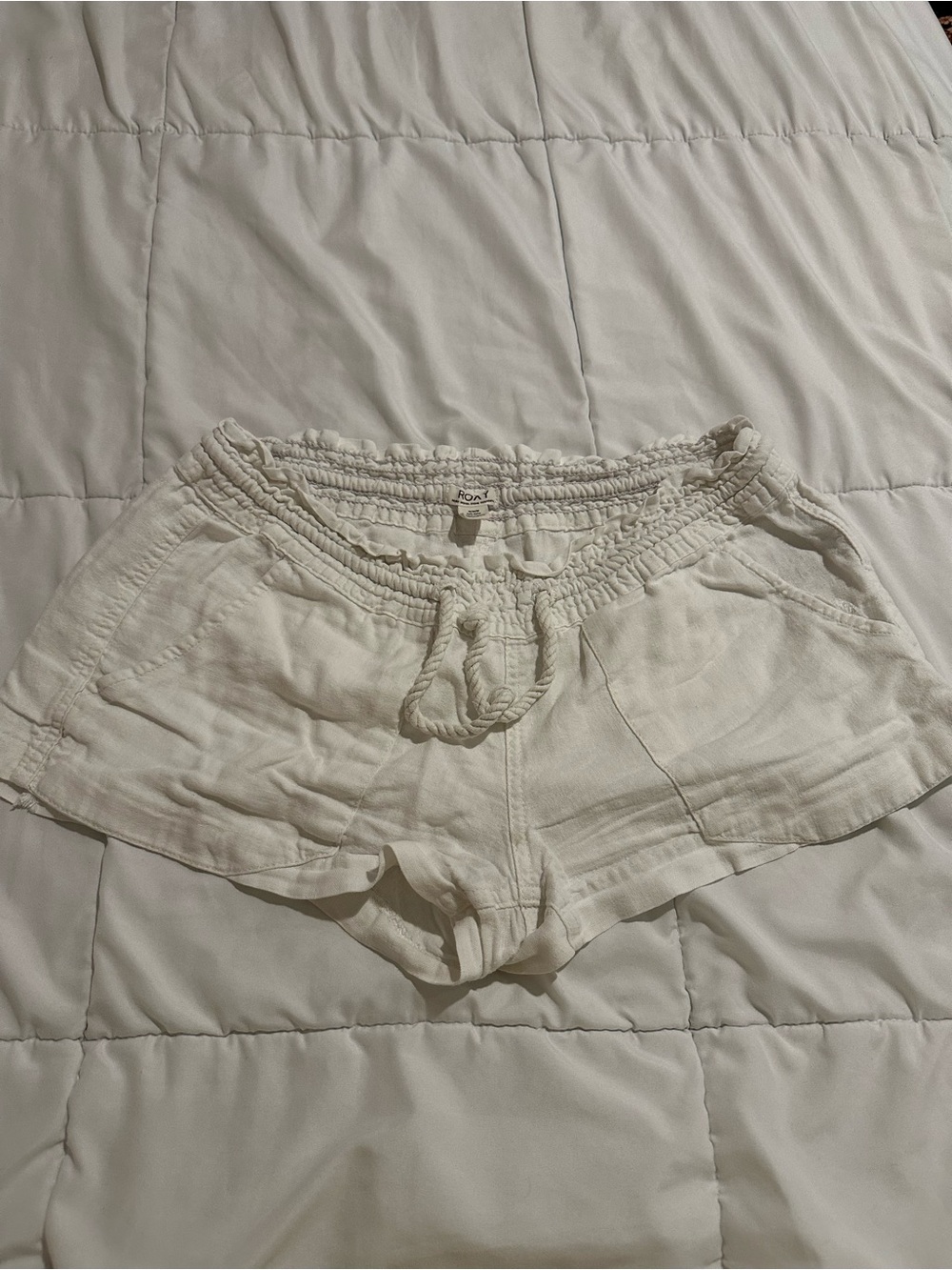 Roxy Cream Lightweight Drawstring Athletic Shorts